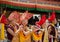Monks playing traditional Ladakhi musical instruments and trumpets during the annual Hemis festival in Ladakh, India