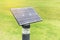 Mono crystalline silicon solar cells power outdoor lawn lamp ligh field on the green grass