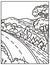 Mono line illustration of the Skyline Drive of the Shenandoah National Park