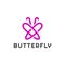 Mono line simple elegant and beautiful pink Butterfly logo design