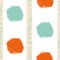 Mono print style circles seamless vector pattern background. Textured stamp effect orange, mint green round shapes and