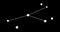 Monoceros constellation. Stars in the night sky. Constellation in line art style in black and white. Cluster of stars and galaxies