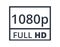 Monochromatic 1080p full HD resolution symbol. Concept of resolutions and media.