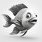 Monochromatic 3d Cartoon Fish Illustration