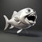 Monochromatic 3d Rendered Sardine Fish In Greyscale