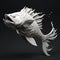 Monochromatic 3d Sculpture: Lively Pike Fish In Greyscale