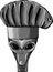 monochromatic Alien Wearing Chef Hat Vector Art Illustration on Isolated Background.