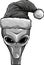 monochromatic Alien wearing santa claus hat. Christmas alien face. vector illustration