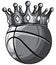monochromatic Basketball King Crown. Sport Winner Icon, Emoji Style Illustration.