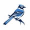 Monochromatic Blue Jay Logo: Detailed Character Illustrations And Crisp Graphic Design