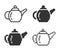 Monochromatic brewing teapot icon in different variants