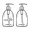 Monochromatic  cartoon illustration of liquid soap bottle