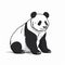 Monochromatic Cartoon Realism: A Playful Panda Bear On A White Background