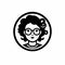 Monochromatic Cartoonish Logo Of A Young Girl With Glasses