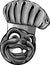 monochromatic chef or cook emoticon cartoon face in chefs hat icon