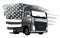 Monochromatic Classic American Truck. Vector illustration with american flag