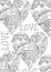 Monochromatic decorative pattern with hearts drawn line