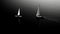 Monochromatic Depth: Serene Sailboats In Illusory Black And White Imagery