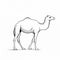 Monochromatic Depth: Sleek Camel Drawing On White Background