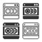 Monochromatic dishwashing machine icon in different variants