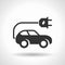 Monochromatic electric car icon with hovering effect shadow