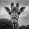 Monochromatic elegance a giraffes beauty revealed in grayscale photography