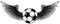 monochromatic football ball with wings emblem soccer design vector