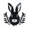 Monochromatic Graphic Design: Black Rabbit With Laurel Wreath