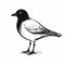 Monochromatic Graphic Design: Black And White Bird In Traditional Oceanic Art Style