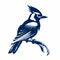 Monochromatic Graphic Design: The Majestic Blue Jays Mascot Bird Perched On A Branch