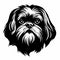 Monochromatic Graphic Design: Shih Tzu Dog Head In Eastern Orthodox Icon Style