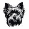 Monochromatic Graphic Design: Yorkshire Terrier Dog Head Cutout