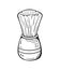 Monochromatic illustration of cartoon shaving brush