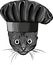 monochromatic illustration of cat head with chef hat
