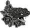 monochromatic illustration of snake head with roses