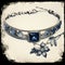 Monochromatic Ink Wash Bracelet With Blue And White Crystals
