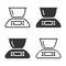 Monochromatic kitchen scales icon in different variants