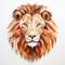 Monochromatic Lion Paper Sculpture With Watercolour On White Background