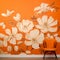 Monochromatic Orange Chair With Handcrafted Flower Mural