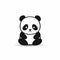 Monochromatic Panda Icon: Simplistic Cartoon Design On White Background