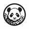 Monochromatic Panda Logo With Leaves In Circle - Rtx On