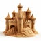 Monochromatic Realism: 3d Sandcastle On White Isolated Background