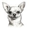 Monochromatic Realism: Detailed Chihuahua Smile Illustration