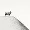 Monochromatic Realism: Detailed Engraving Of A Sheep On A Hill