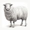 Monochromatic Realism: Detailed Sheep Illustration With Long Hair