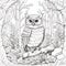 Monochromatic Realism Owl Illustration Coloring Book