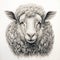 Monochromatic Realism: Stunning Sheep Head Drawing With Bold Defined Lines