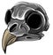 monochromatic Realistic red bird skull. vector Illustration for designer on a white background.