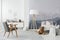 Monochromatic scandinavian child`s bedroom interior