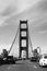 Monochromatic scenery of the Golden Gate Bridge in San Francisco, USA on a gloomy sky